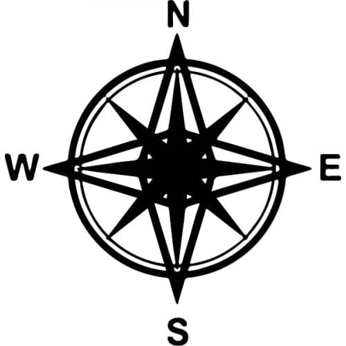 Compass Pattern High Quality Decals Fashion Car Window Decoration Personality Pvc Waterproof Decals Black/white, 16cm*16cm