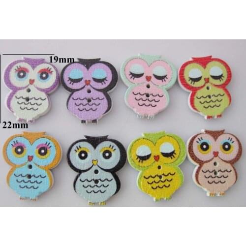 WBNKAV 22MM*20MM Owl buttons for clothing Randomly 50pcs 2 Holes wood botones sewing supplies