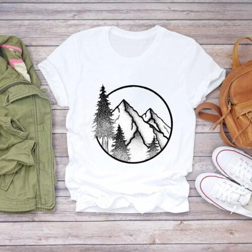 Women Mountain Road Trip Fashion Cartoon Print Clothing Summer Shirt T-shirts Top T Stylish Summer Ladies Womens Tee T-Shirt