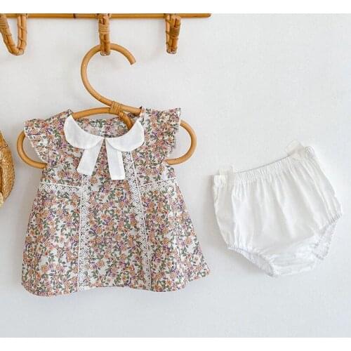 0-3Yrs Summer Children Doll Collar Sleeveless Floral Top + Shorts Suit 2Pcs Kids Baby Girl Clothes Suit Infant Baby Girl Sets