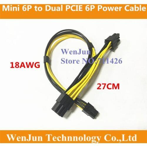 10PCS NEW Mac Pro mini 6pin to 6pin & 6pin PCI-e Dual Power Cable for Apple Mac Pro Video Card 27cm+10CM 18awg