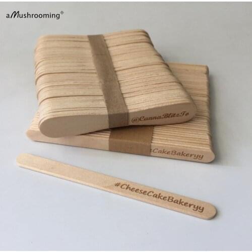 100pcs biodegradable cake popsicle sticks ice cream theme party decoration cafe bakery cakesicles custom engraved wooden sticks