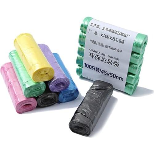 100pcs garbage bag vest-style household garbage bag storage bag household kitchen bathroom point-break plastic bag