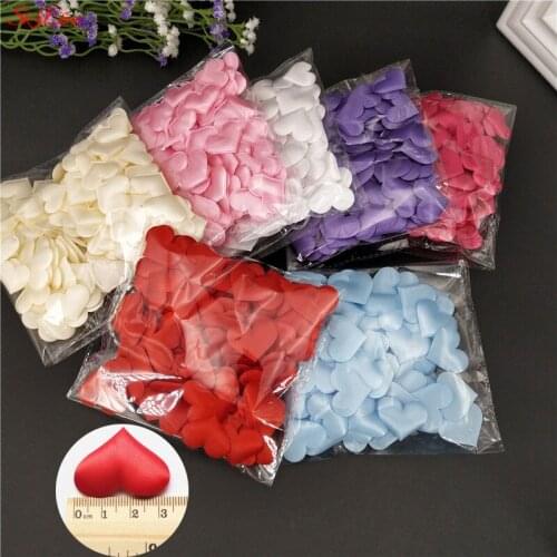 1000Pcs 3CM Sponge Satin Fabric Heart Petals Wedding Confetti Bed Heart Petals Valentine Wedding Decoration Party Supplies 6Z
