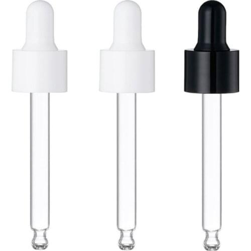 18/410 20/410 smooth white/black dropper lid glass tube essential oil serum liquid spot removal essence skin care packing bottle