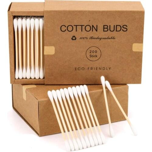 200PCS/Pack Double Head Cotton Swab Bamboo Sticks Cotton Swab Disposable Buds Cotton For Beauty Makeup Tools Nose Ears Cleaning