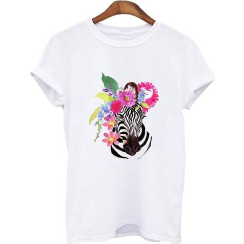 2021 New Summer T-shirt O-neck Short Sleeve Tshirt Female Cartoon Cool Zebra Print Tshirt Women Harajuku T Shirt