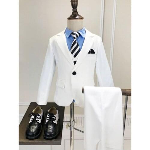 Childrens Formal Wedding suit Sets Boys navy Style Blazer Vest Pants 3pcs Outfits Kids Party Performance Costume