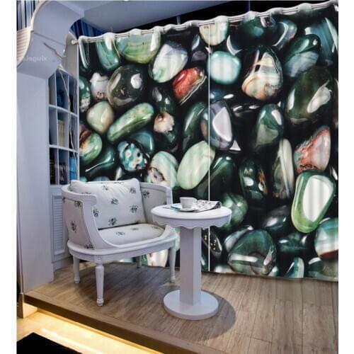 Custom any size 3d curtains Photo Customize size 3D Colored pebbles modern home decor house curtains