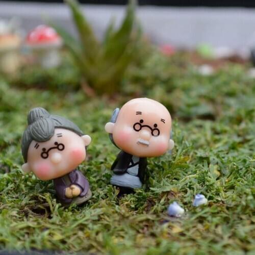 4Pcs Miniature Old Granny Grandpa Doll Ornaments Home Garden Crafts Decoration