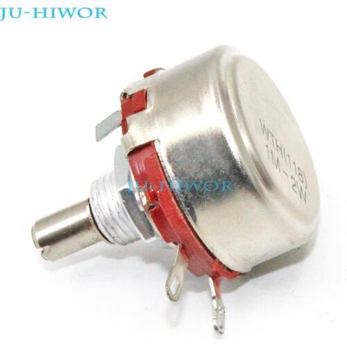 5pcs/lot) 2W 1M OHM Single Rotary Potentiometer B1M WTH118-1A Linear Taper With Nuts and Shim
