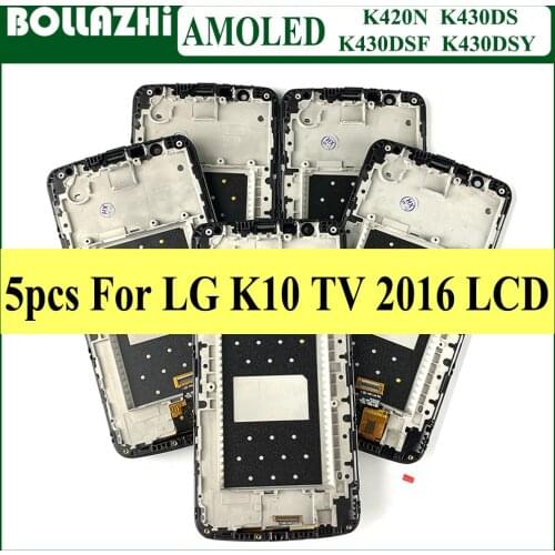Lot 5 Piece LCD With Frame For LG K10 LTE K420N K430 K430DS K410/ K10TV K430TV K10 TV LCD Display Touch Screen Digitizer