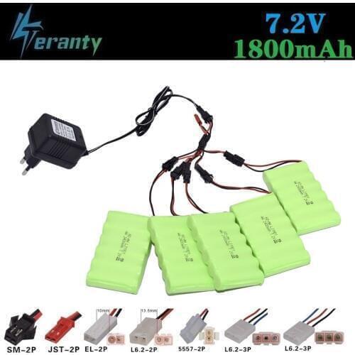 7.2v 1800mAh Battery and Charger For RC Cars Robots Tanks Train Gun Boats Aa NiMH Battery 700mah 7.2v Rechargeable Battery Pack