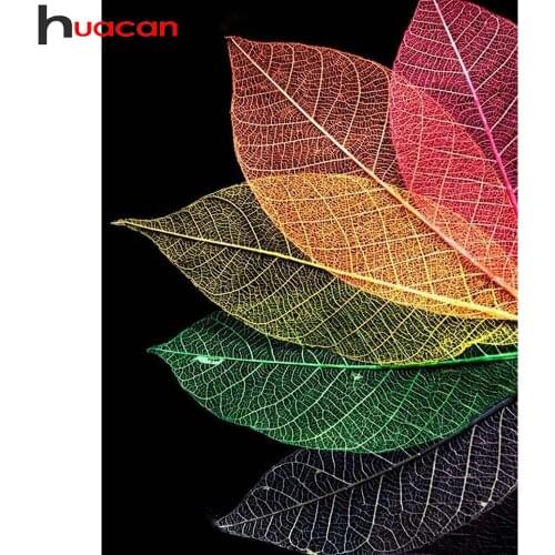 Huacan 5d Diamond Painting Tree Leaf Color Sticker Decor Diamond Embroidery Mosaic Flower Cross Stitch Crystal Diamond Art