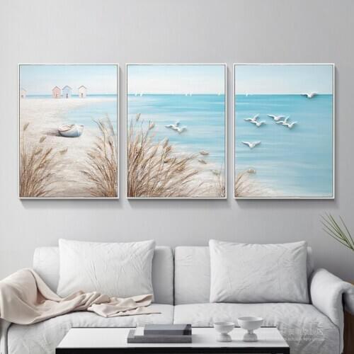 DIY 5D Diamond Painting Full Drill Seaside Scenery Triple Painting Embroidery Cross Stitch Kits Mosaic Gift Home Decor