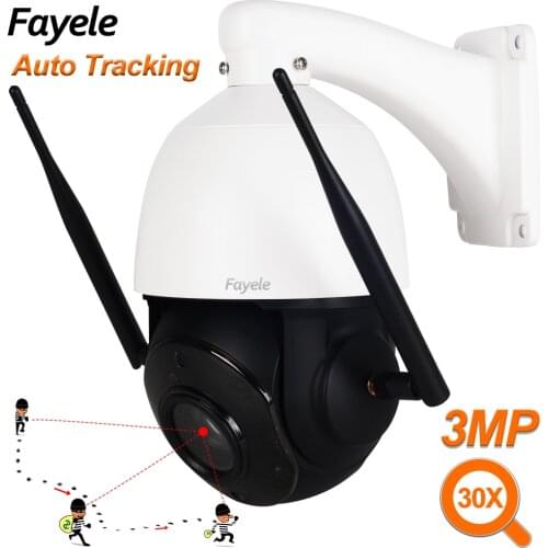 Home Security WIFI 3MP Auto Tracking PTZ Camera 30X Zoom Humanoid Detection Outdoor Wireless IP Camera 2 way Audio P2P SD Record