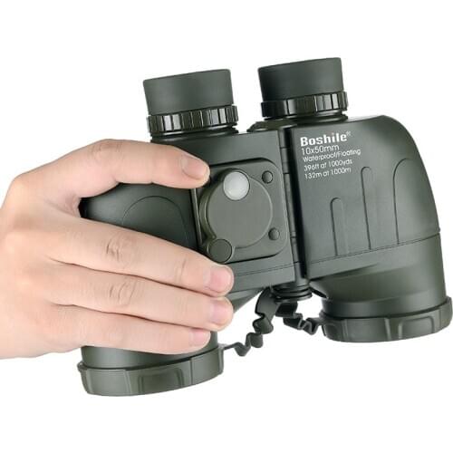 2021 New 10X50 Binoculars Waterproof Nitrogen Telescope Big Rangefinder Compass Powerful Professional Military hunting HD Marine