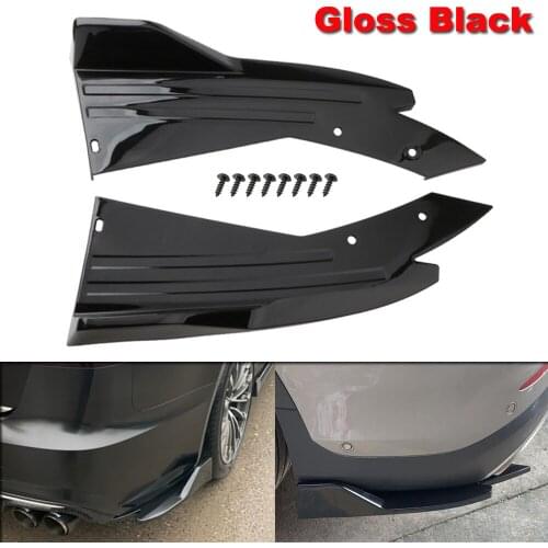 Gloss Black 2pcs Universal Car Rear Bumper Spoiler Canards Fins Anti-crash Diffuser Lip Wrap Angle Splitter Protector Guard Kits