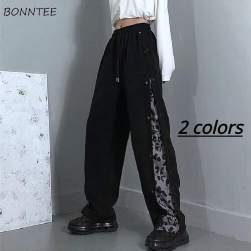 Wide Leg Pants Women Streetwear All-match College Oversized Baggy Aesthetic BF Trousers Design Teens Fashion Patchwork Hot Sale