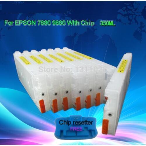 INK WAY Stylus Pro 7880 9880 Empty Refillable Ink Cartridges(300ML for each one) with 1pcs chip resetter , 8 PCS 1 SET