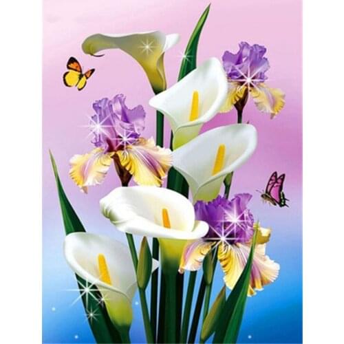 JMINE Div 5D tulips Flower Butterfly Full Diamond Painting cross stitch kits art High Quality Floral 3D paint by diamonds