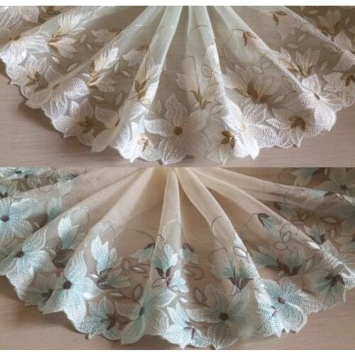 2 Colors 2 Yards Lace Trim White Flower Floral Embroidered Scalloped Tulle Lace 8.26 Inches Wide High Quality