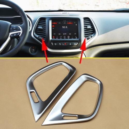Car Interior Center Air Vent Dashboard Cover Trim Chrome Accessories For Jeep Cherokee KL 2014 2015 2016 2017 2018 Molding ABS