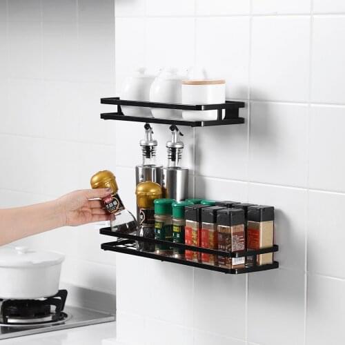 Kitchen Shelves Perforation-free Wall-mounted Household Seasoning Supplies Knife Holder Hanger Artifact Storage Shelf