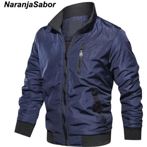 NaranjaSabor New Mens Jacket Casual Silm Fit Jacket 2020 Autumn Male Solid Color Stand Collar Jacket Mens Brand Clothing N529