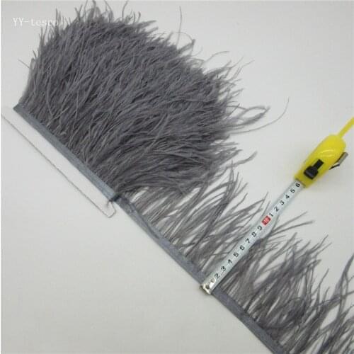 10 yards 4/6inch Dark grey Ostrich Feather Ribbon Fringe Trim For Wedding Skirt Dress Decoration DIY Clothes Accessories