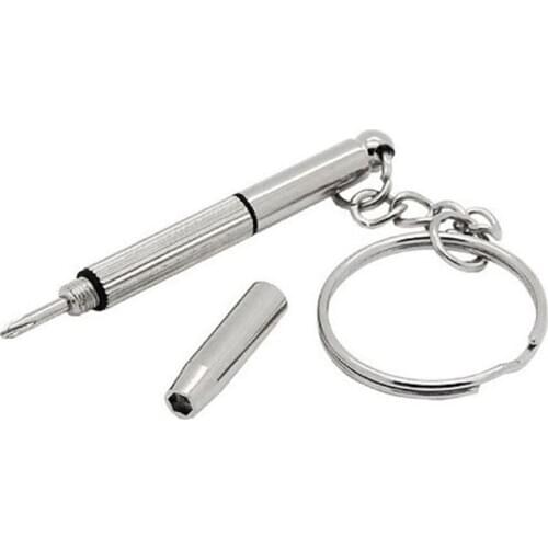 Multifunction Eyeglass Screwdriver Mini Hand Tool 3-in-1 Eyeglass Screwdriver Sunglass Watch Repair Kit with Keychain