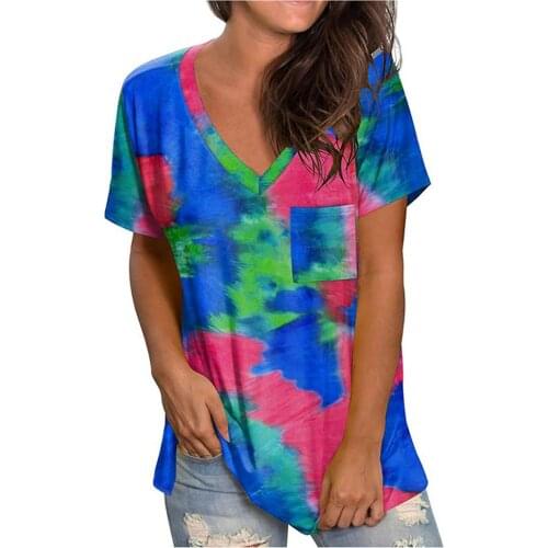 Fashion T Shirt Ladies Tie Dye Printed Short Sleeve Top Women Print Short Sleeved O-neck T-shirt Vintage Tshirt Harajuku Top Tee