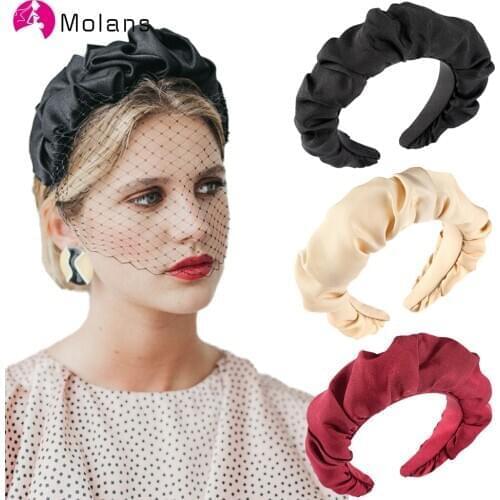 Molans New Solid Color Fold Headbands for Women Wide Bezel Hairbands Girls Hair Bands Hoop Elegant Headwear Hair Accessories