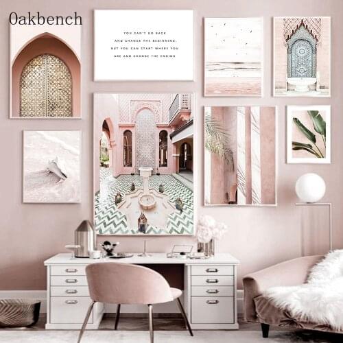 Islamic Muslim Wall Art Canvas Painting Morocco Door Print Beach Birds Shell Poster Nordic Wall Pictures Living Room Decoration