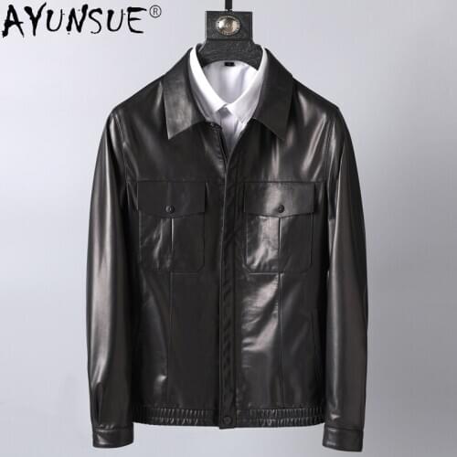 AYUNSUE Men Jacket Short Mens Clothing 2020 Mens Genuine Sheepskin Leather Jackets Casual Korean Clothes Ropa Hombre LXR452