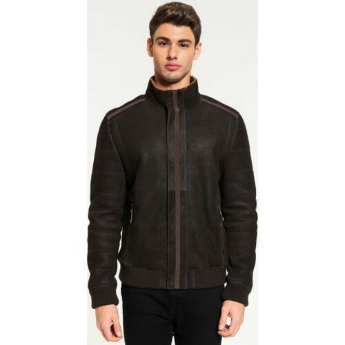 2019 New Mens Toffee Shearling Jacket Turkey Fur Coat Casual Leather Jacket Mens Sheepskin Coat