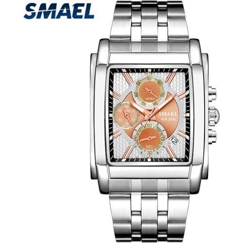SMAEL Men Watches Waterproof Big Clock Digital Luxury Brand Sport Quartz Watches Movement 9612 Men Quartz Wristwatches Stainless