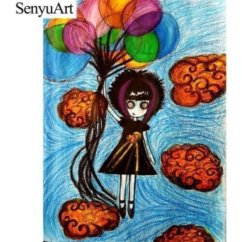 SenyuArt Diy Crystal Rhinestone Diamond Paintings Full Drill Mosaic Paitings Cross-Stitch Kits Anime Girl Accessories Embroidery