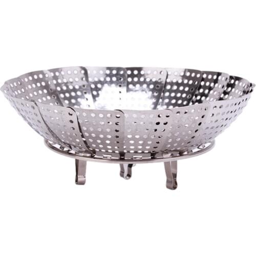 Stainless Steel Multifunctional Steamer Plate Silver Magic Retractable Folding Steaming Fruit Plate Disk