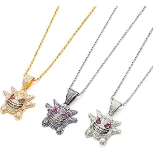 New Pendant Cubic Zirconia Copper Necklace For Woman Stainless steel Hip Hop Jewelry Smiley Necklace Iced Out Chain Mens Gift