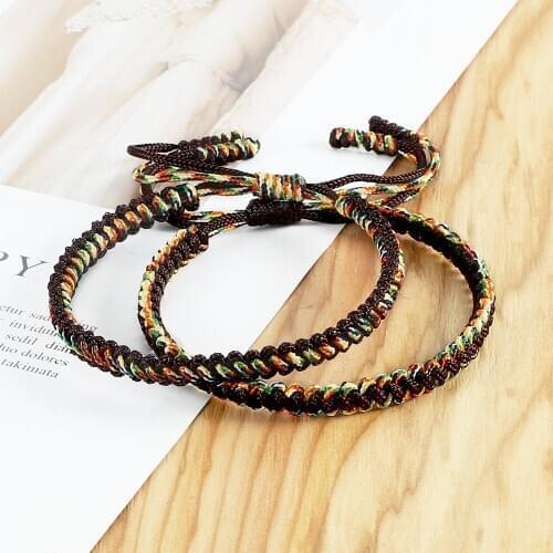 2Pcs Good Lucky Weave Bracelets Charm Women Men Tibetan Buddhist Handmade Knots Rope Bracelet Size Adjustable Braided Bangles