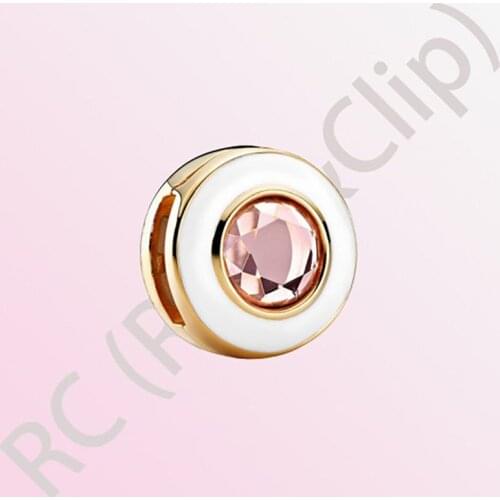 Genuine 925 Sterling Silver Beads Reflexion White Circle Clip Charm fit Original Pandora Reflexions Bracelets Women DIY Jewelry