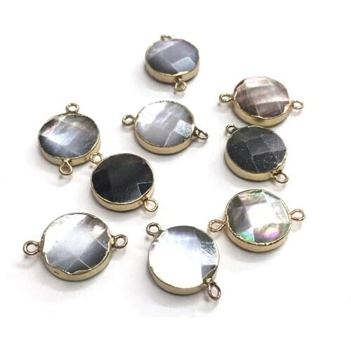 Natural Shell Pendants Faceted Mother of Pearl Shell Connector Charms For Jewelry Making DIY Necklace Bracelet Accessories