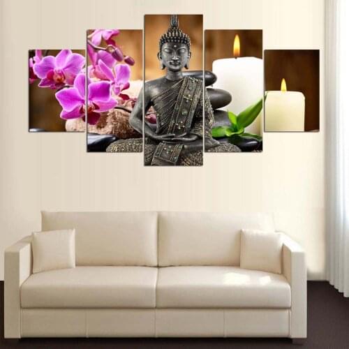 Full Square/Round Drill 5D DIY diamond painting 5pc Buddha candle Pictures mosaic Diamond Embroidery Wall Arts J0878