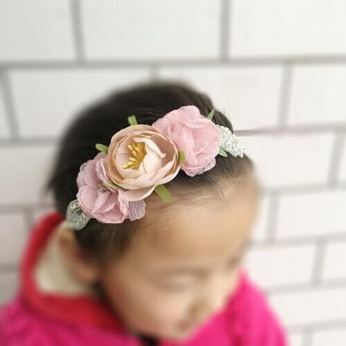 Blush Pink Flower Rhinestone Headband