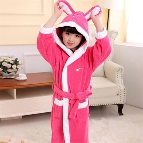 Premium terry cotton children hood bath robe plus thick baby toddler robe water absorption swimming kids hoodie bathrobe
