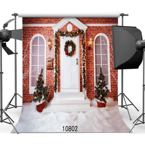 Christmas Photography Backdrops Portrait Door House Backgrounds for Photo Studio Baby Shower New Born Baby Children Photophone