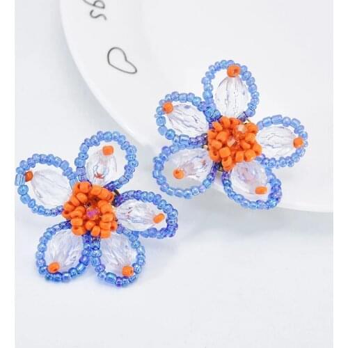 Korean Handmade Acrylic Flower Earrings Temperament Rattan Earring Style Ladies Earrings