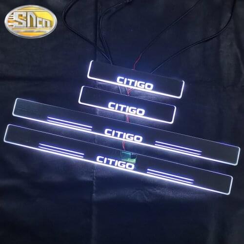 SNCN Waterproof Acrylic Moving LED Welcome Pedal Car Scuff Plate Pedal Door Sill Pathway Light For Skoda Gitigo 2013 - 2020