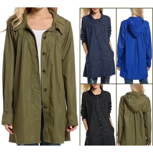 2021 New Autumn Women Loose Casual Windbreaker Jacket Hooded Waist Long Windbreaker Long Sleeve Windproof And Waterproof Jacket